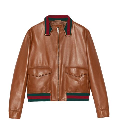 bomber leather jacket gucci|cheap gucci leather jacket.